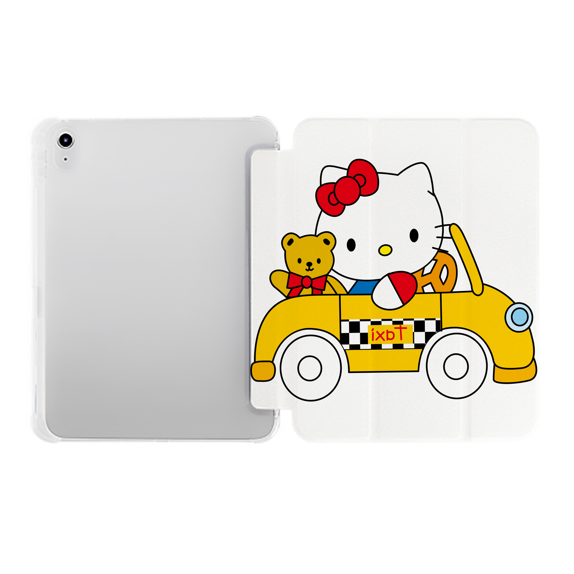 （画像用） Hello Kitty ハローキティ IPad ケース ペン収納付き 三つ折りスタンド PUレザー×シリコン 対応機種9.5/10.5/10.9インチ